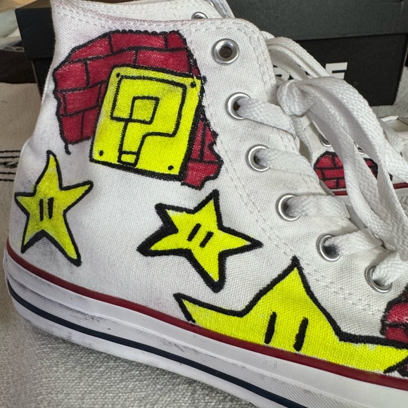 Converse Super Mario High-Top Sneakers size 11 - Artist hand painted! - Picture 4 of 9